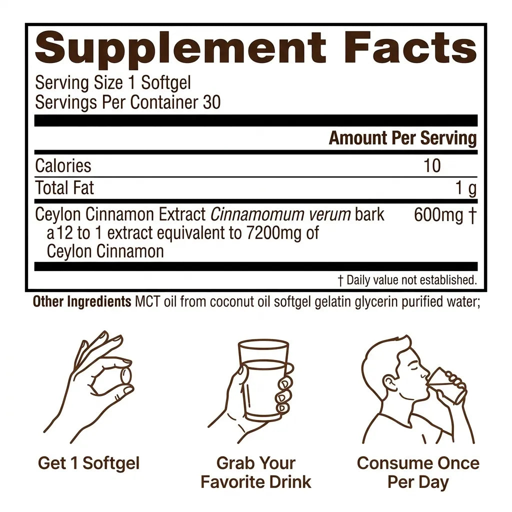 Ceylon Cinnamon 7200mg equivalent with MCT Oil